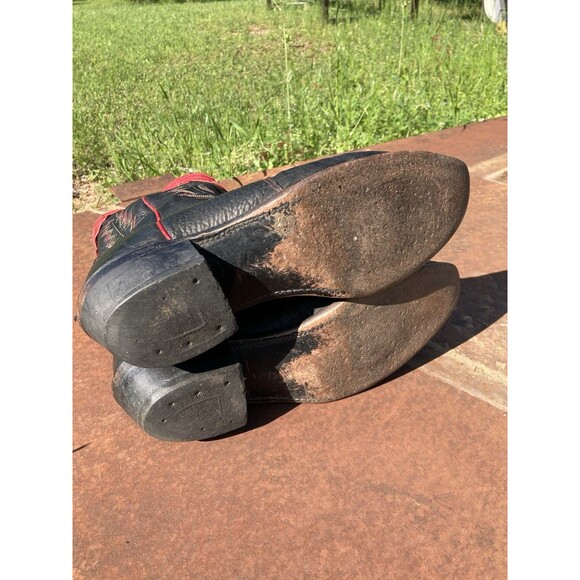 Original Abilene Boots Western Cowboy Red Black Leather (READ F/ SIZE) VTG 90s - Picture 5 of 12